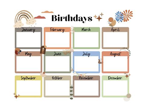 Birthday Calendar Format