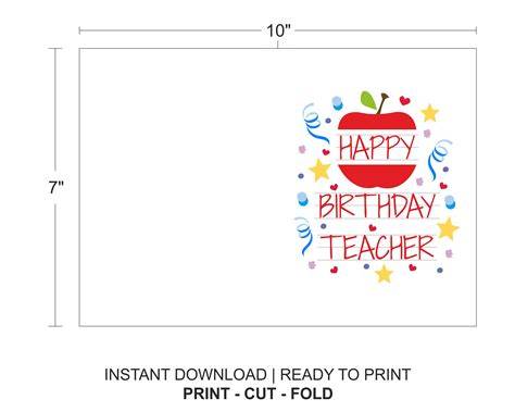 Birthday Card For Teacher Printable