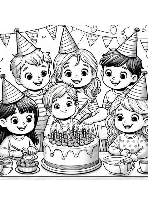 Birthday Party Colouring Pages