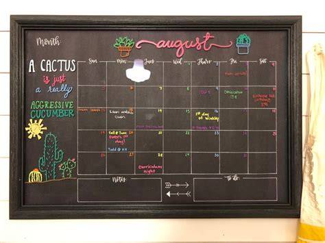 Black Chalkboard Calendar