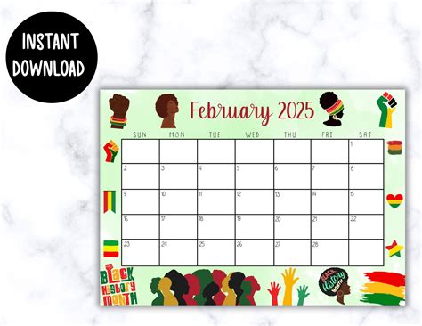 Black History Month Calendar 2025