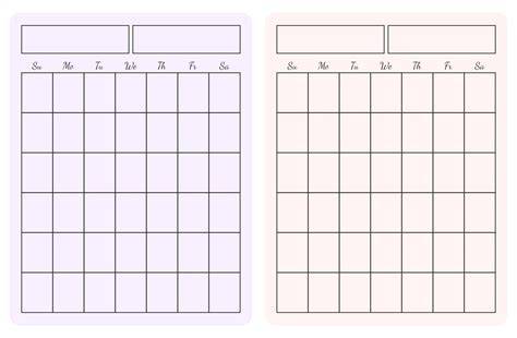 Blank 2 Month Calendar