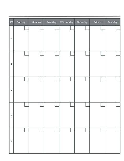 Blank 5 Week Calendar