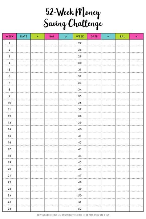 Blank 52 Week Money Challenge Printable