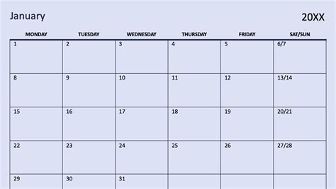 Blank Calendar Editable