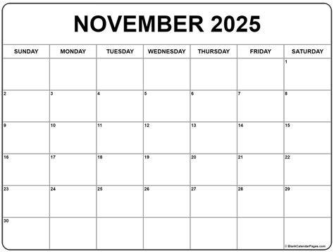 Blank Printable November Calendar