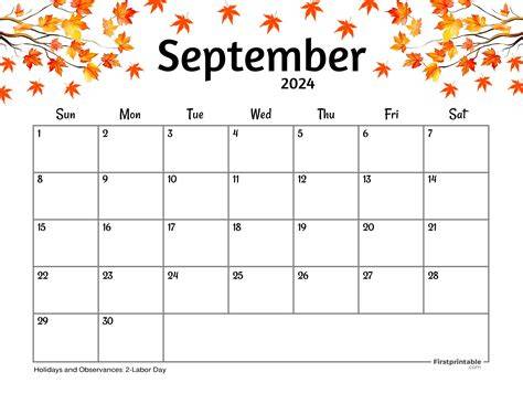Blank September 2024 Calendar