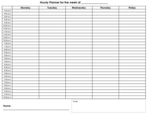 Blank Weekly Calendar By Hour