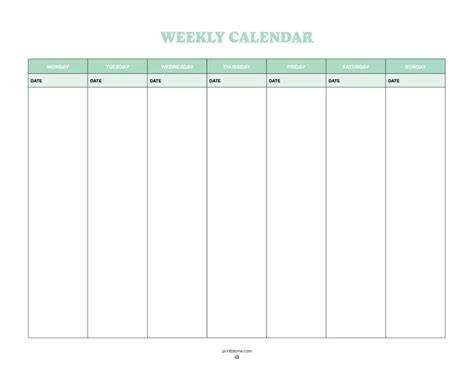 Blank Weekly Calendar Printable