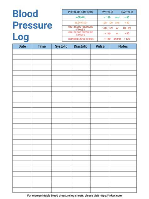 Blood Pressure Log Sheet Free Printable
