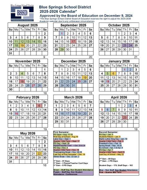 Blue Springs Calendar