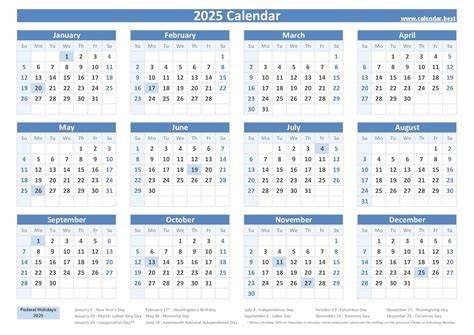2025 holiday calendar