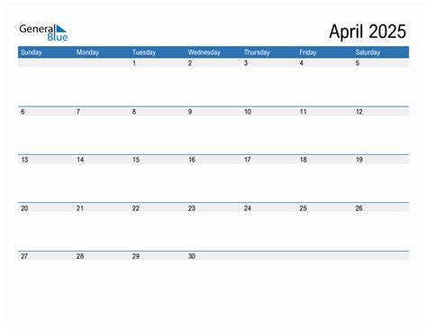 april 2025 calendar