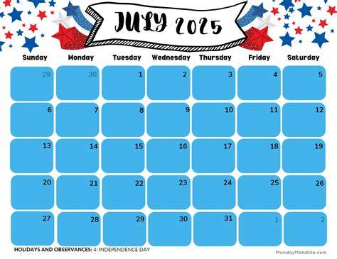 july 2025 calendar