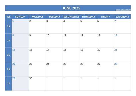 june 2025 calendar printable