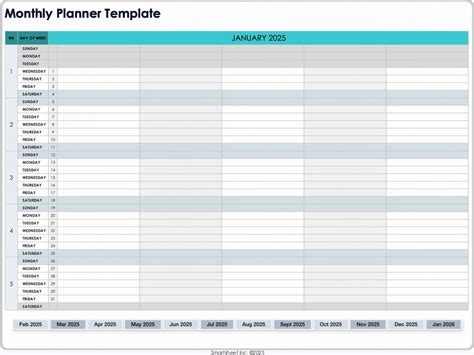 monthly planning calendar