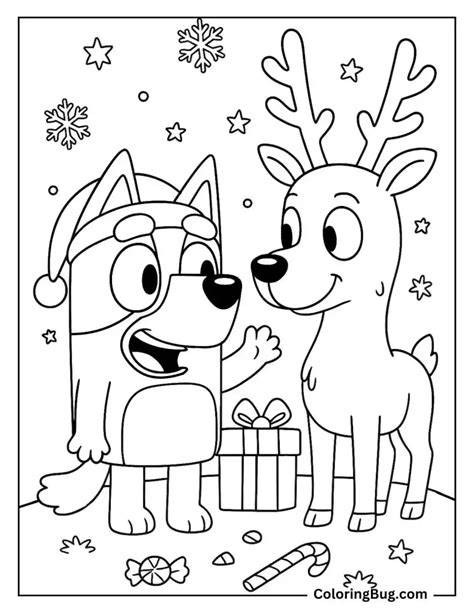 Bluey Christmas Colouring Pages