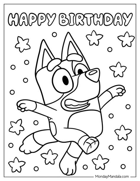 Bluey Happy Birthday Coloring Pages