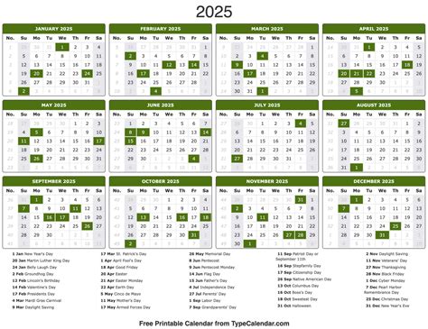 2025 calendar with holidays printable