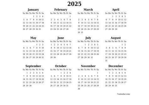 free printable 2025 calendar printable