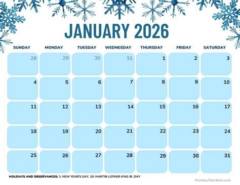 january 2026 calendar