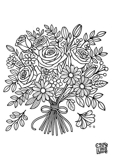 Bouquet Of Flowers Coloring Sheet