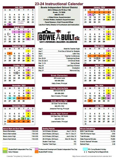 Bowie Academic Calendar