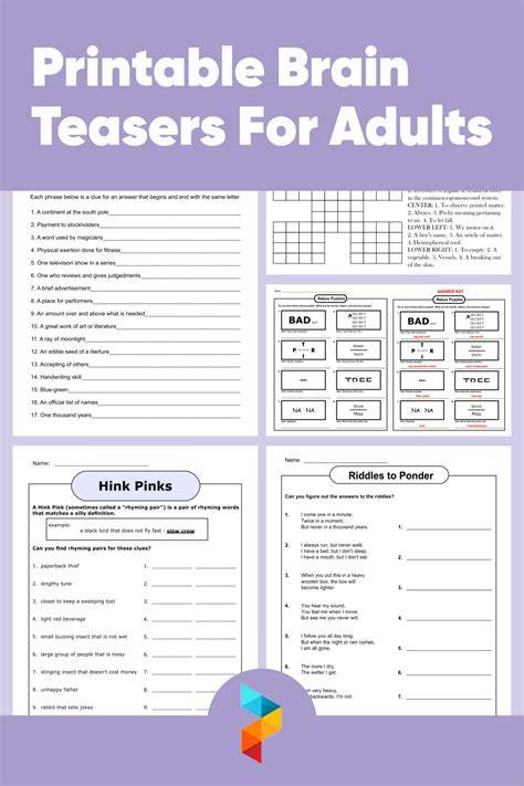 Brain Teasers For Seniors Printable