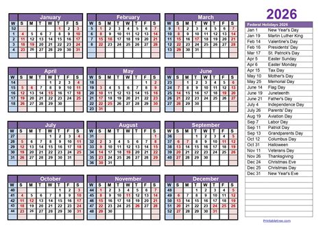 calendar with week numbers