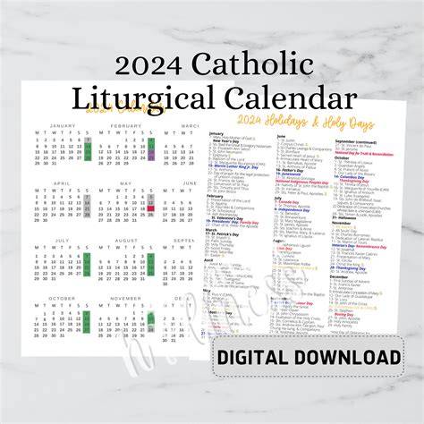 catholic calendar 2024