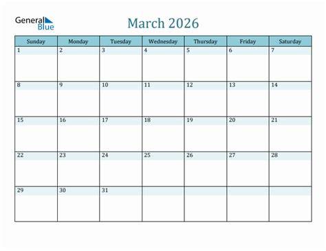 march 2026 calendar