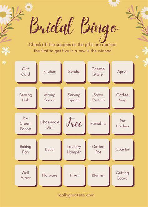 Bridal Bingo Printable