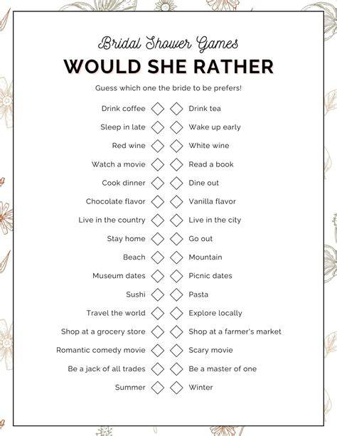 Bridal Shower Game Printable