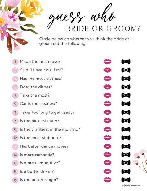 Bridal Shower Games Printable Free