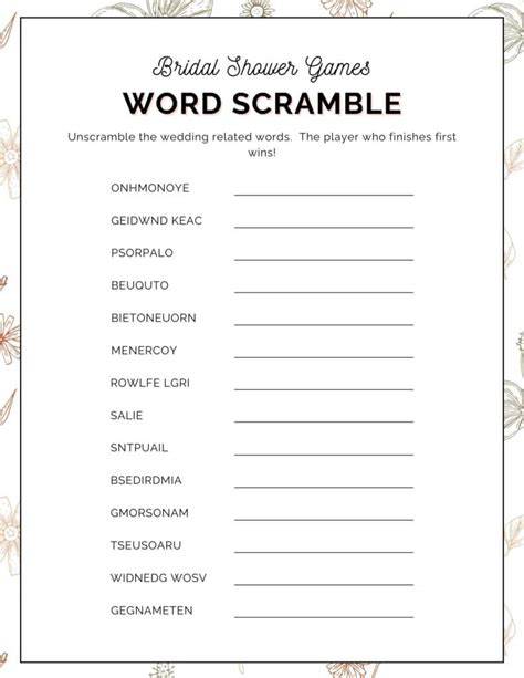 Bridal Shower Word Scramble Free Printable