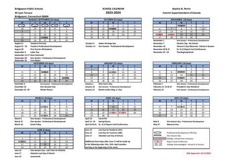 Bridgeport Public Schools Calendar 24 25