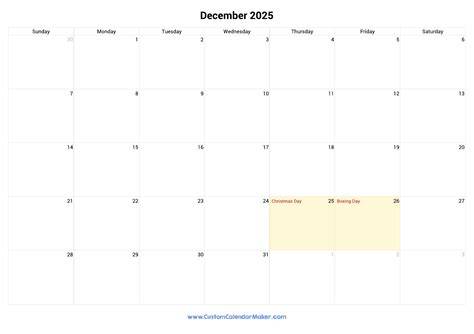 december 2025 calendar