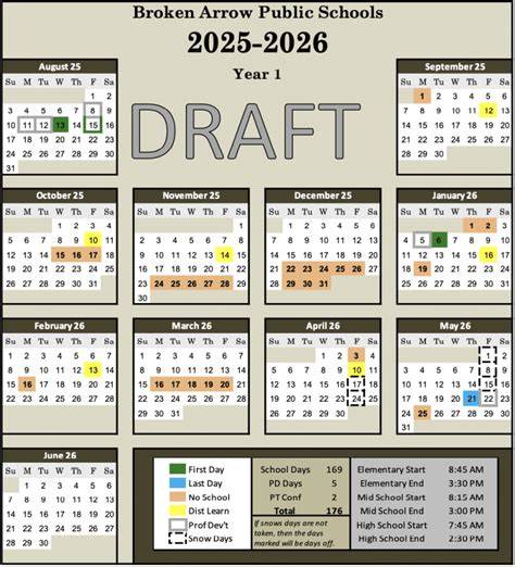 Broken Arrow Academic Calendar