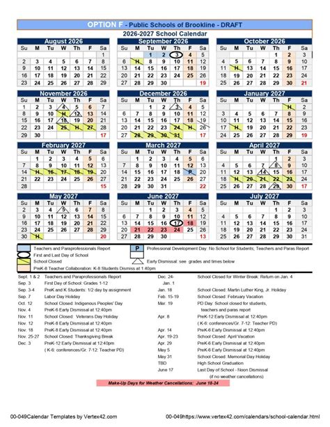 Brookline Public School Calendar