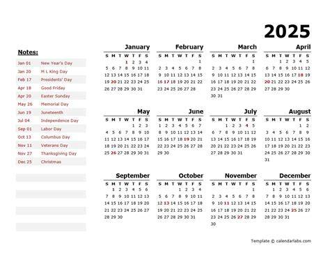 2025 calendar with holidays printable
