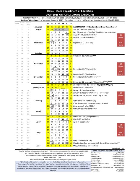 department of education calendar