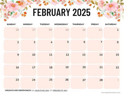 february 2025 calendar printable