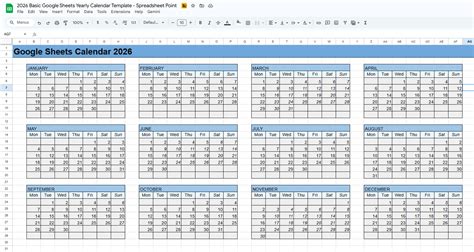 google sheets calendar template