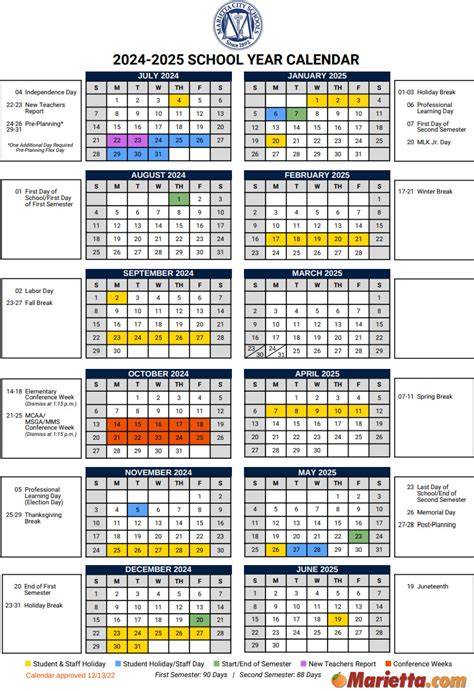 new school academic calendar