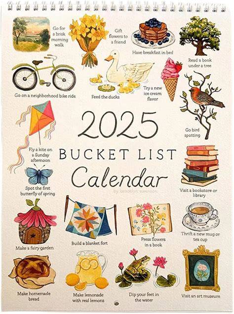 Bucket List Calendar 2025