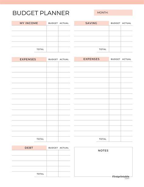 Budget Printable Sheets