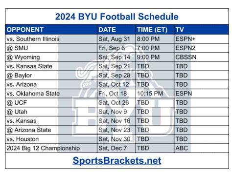 Byu Football Tv Schedule 2024 Printable