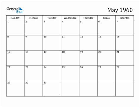 Calendar 1960 May