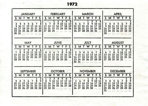 Calendar 1972 May