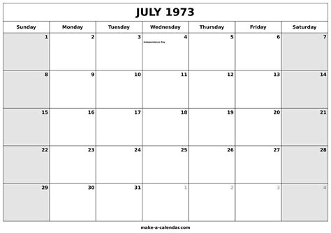 Calendar 1973 July